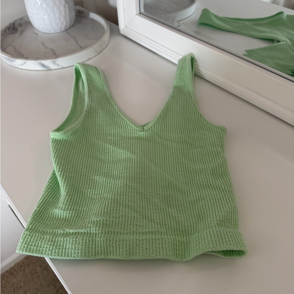 By Together Light Green Ribbed Tank Top